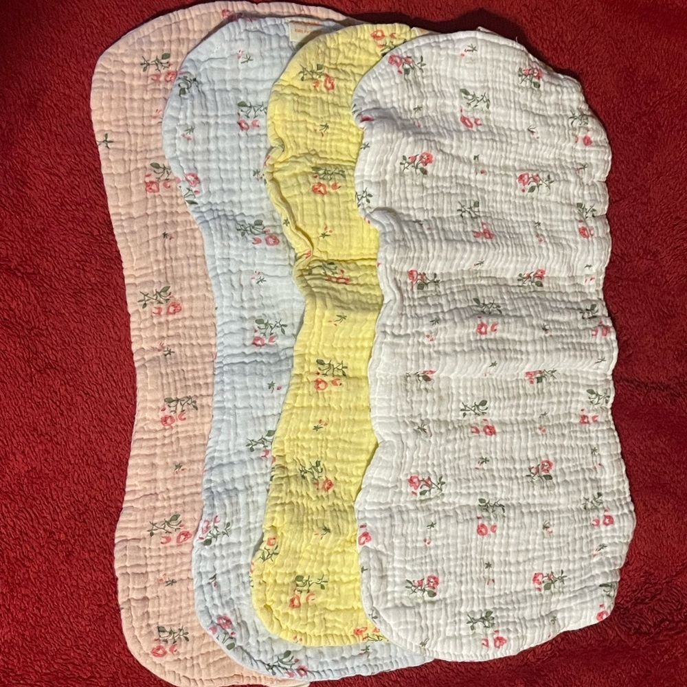 Floral Print Kids Burp Cloths - Set of 4